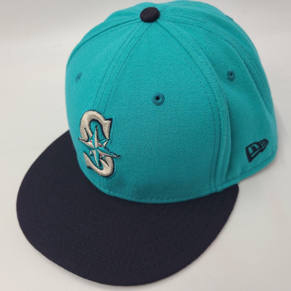 Seattle Mariners Hat Fitted 8 New Era 59Fifty Teal Blue MLB Baseball Wool Blend